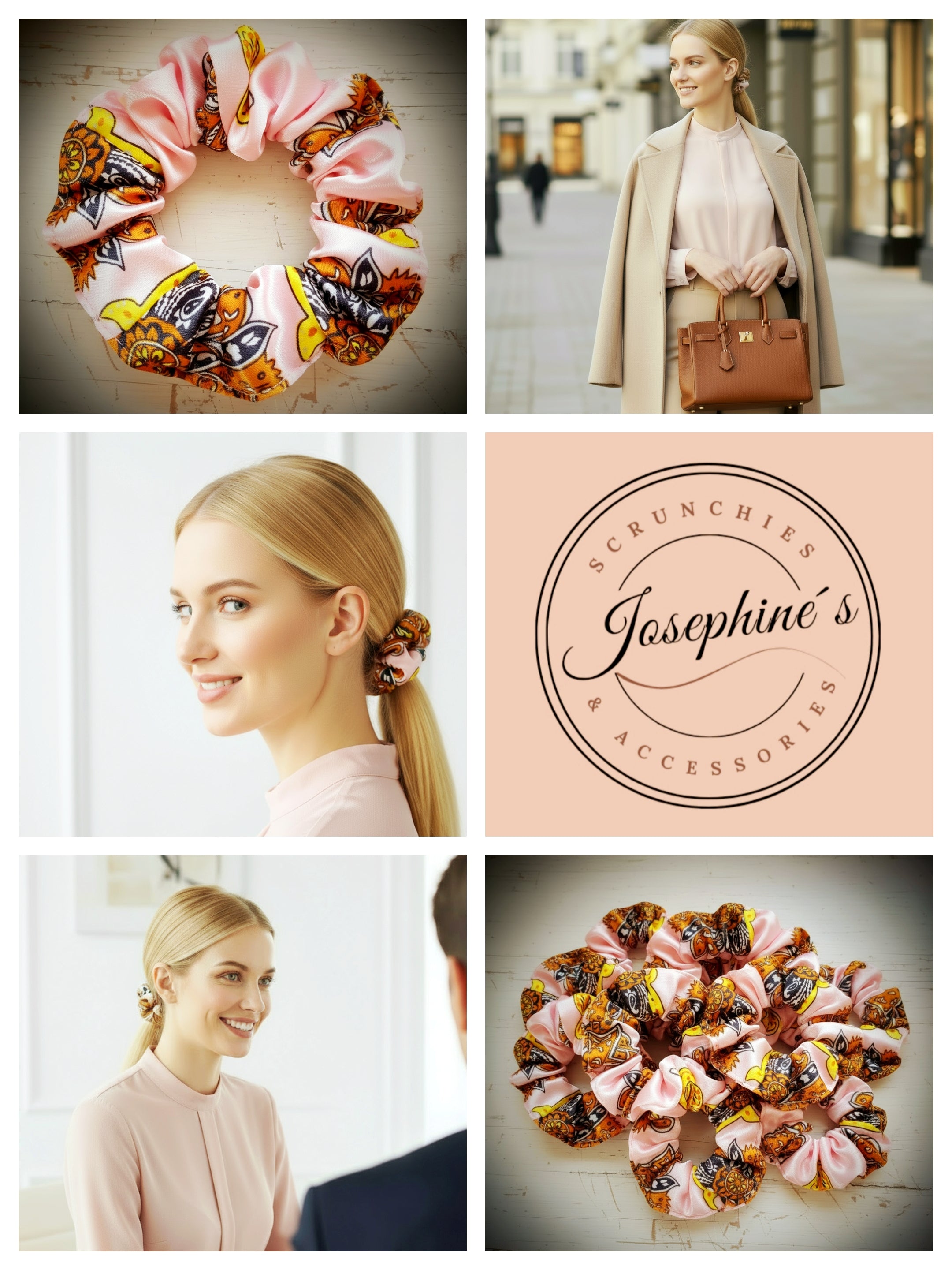 Scrunchie Rosa gemustert, Satin