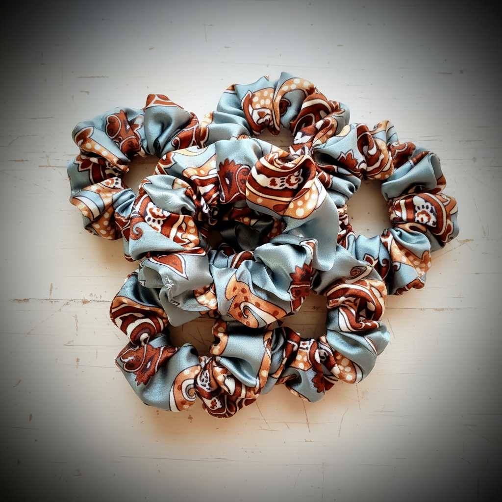 Scrunchie Grau gemustert Satin