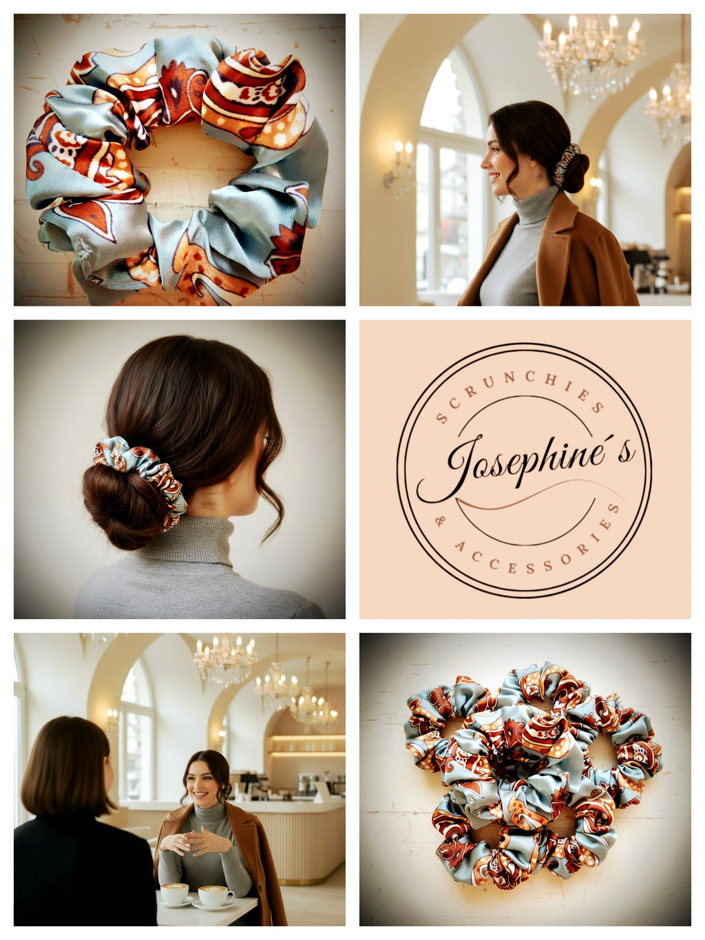 Scrunchie Grau gemustert Satin