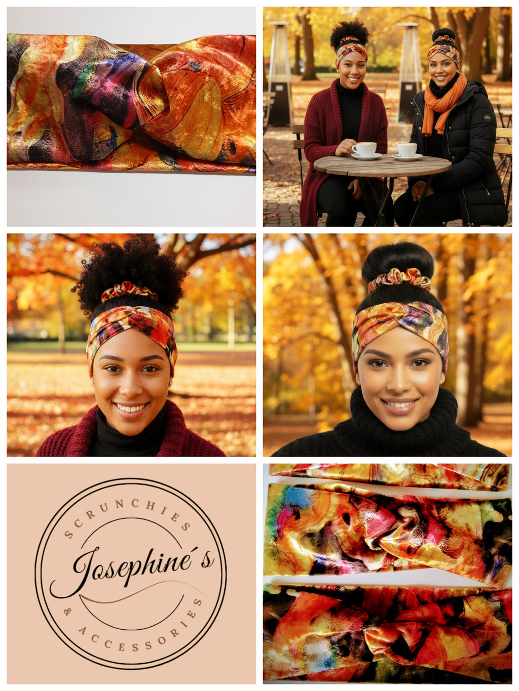 Haarband Orange-gemustert Samt