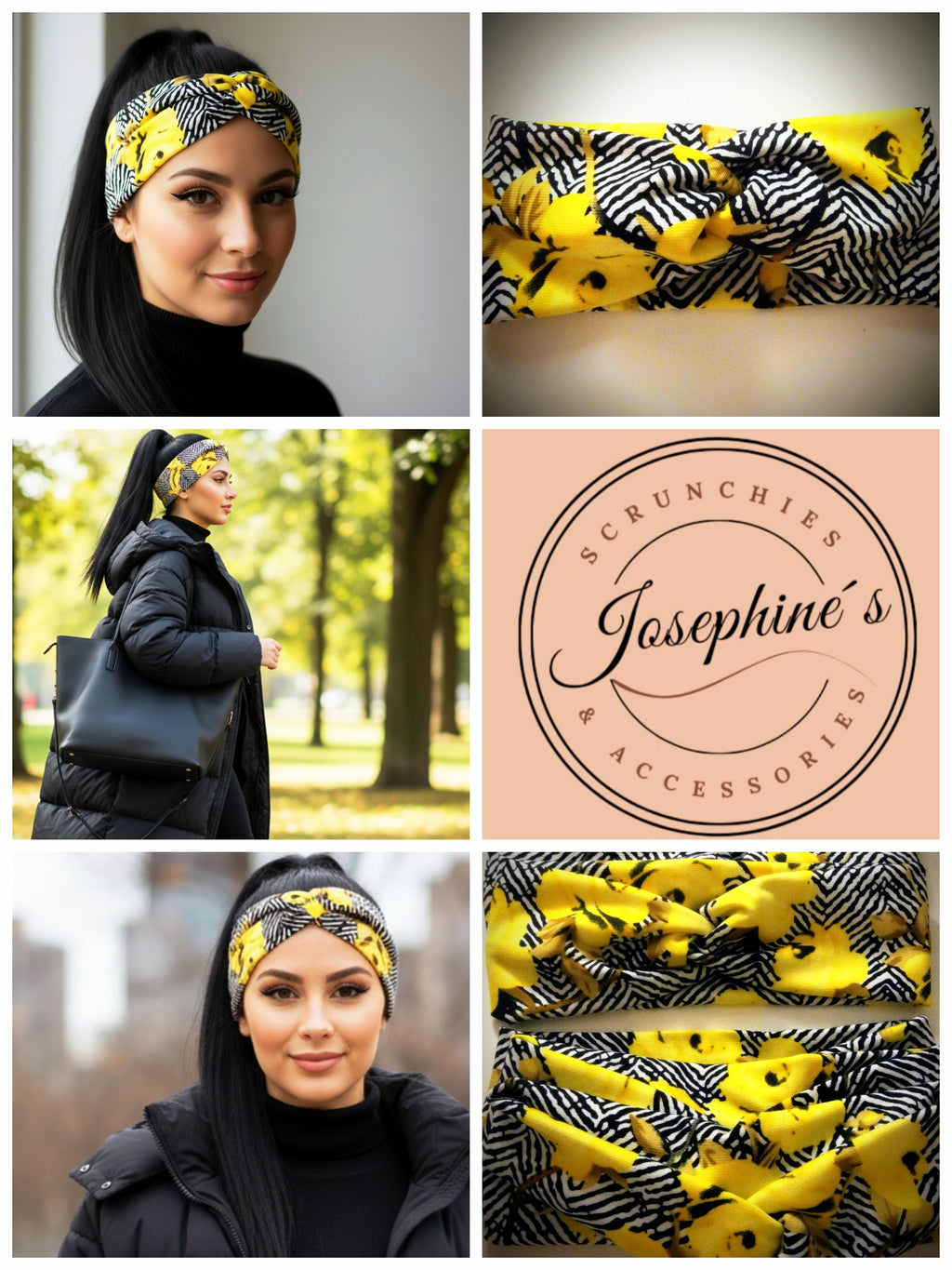 Haarband Gelb-Schwarz-gemustert