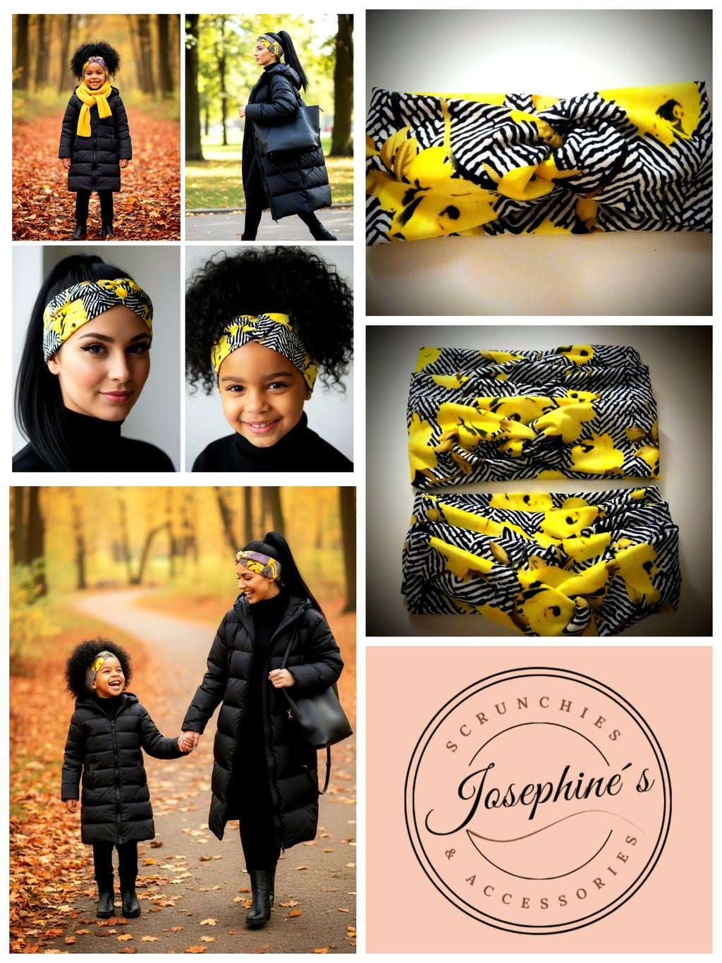 Haarband Gelb-Schwarz-gemustert (S für Kinder)