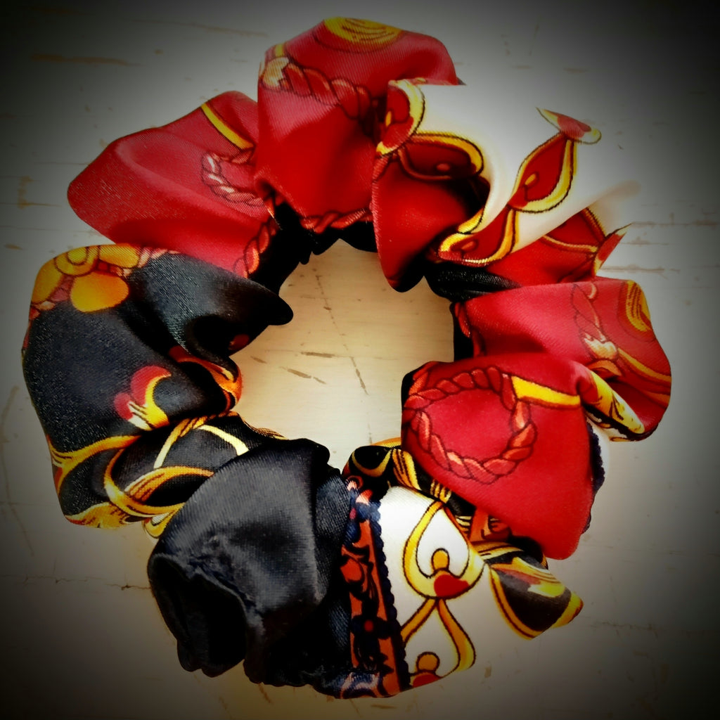Scrunchie Rot/ Schwarz / Beige / Gold Satin