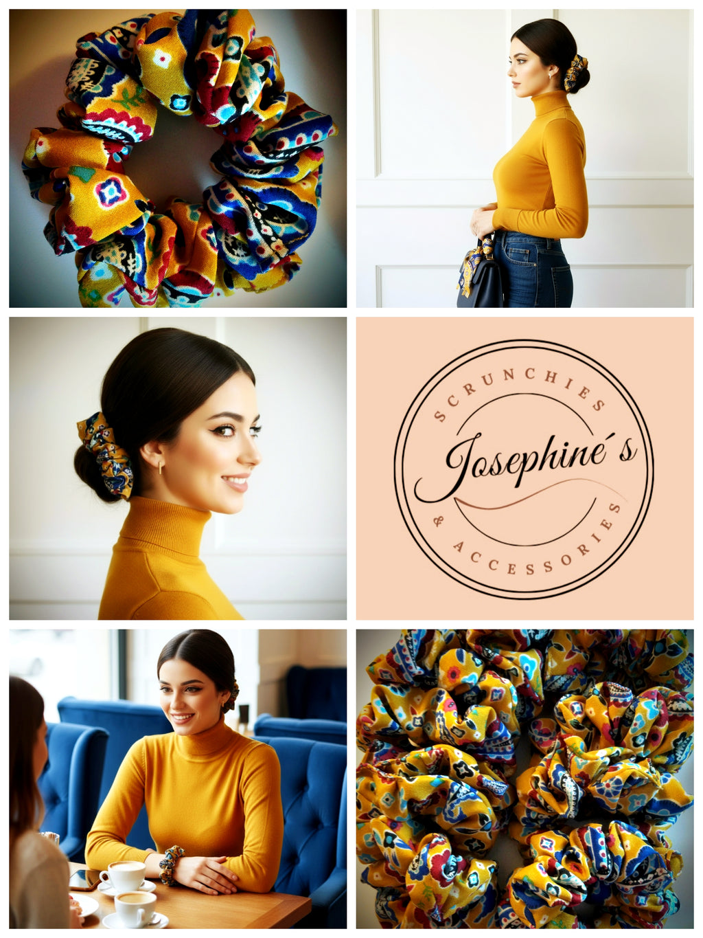 Scrunchie Currygelb-gemustert Viscose