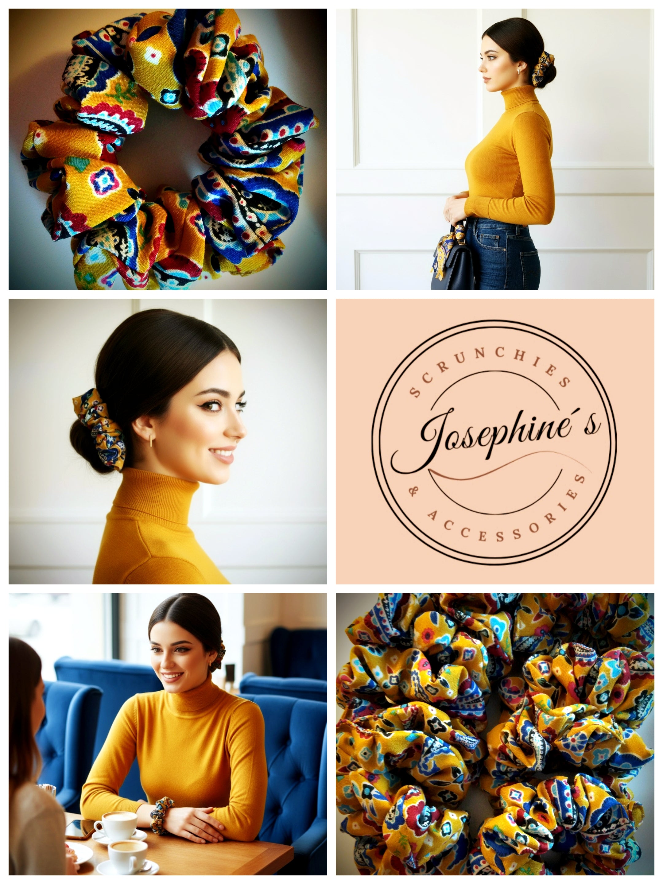 Scrunchie Currygelb-gemustert Viscose