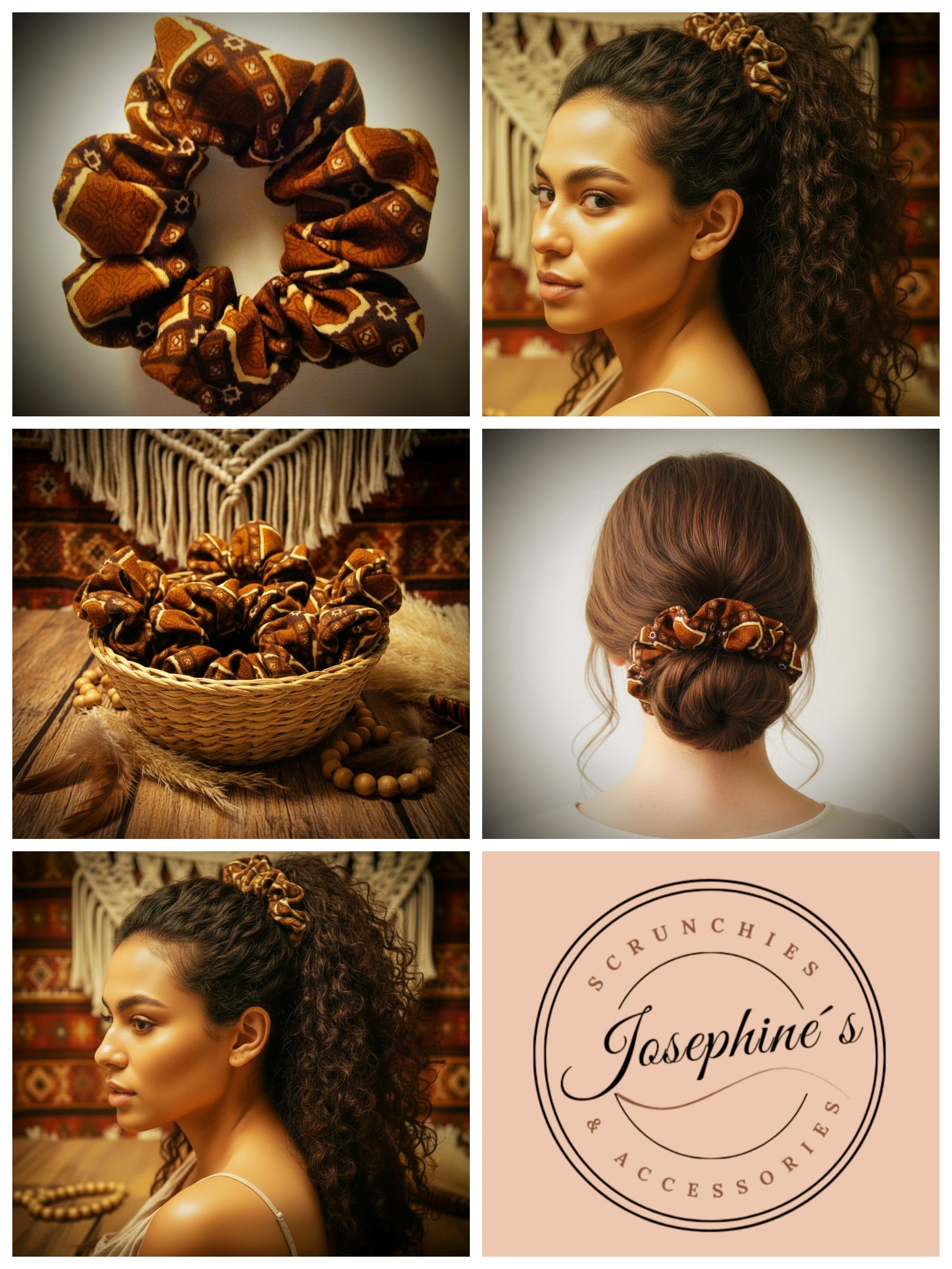 Scrunchie Braun gemustert Afrika -Style