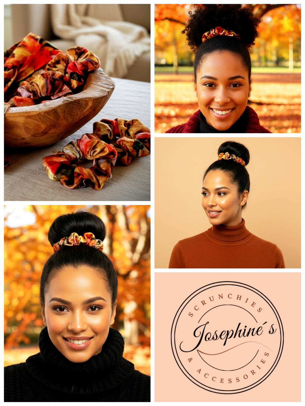 Scrunchie Orange-gemustert Samt