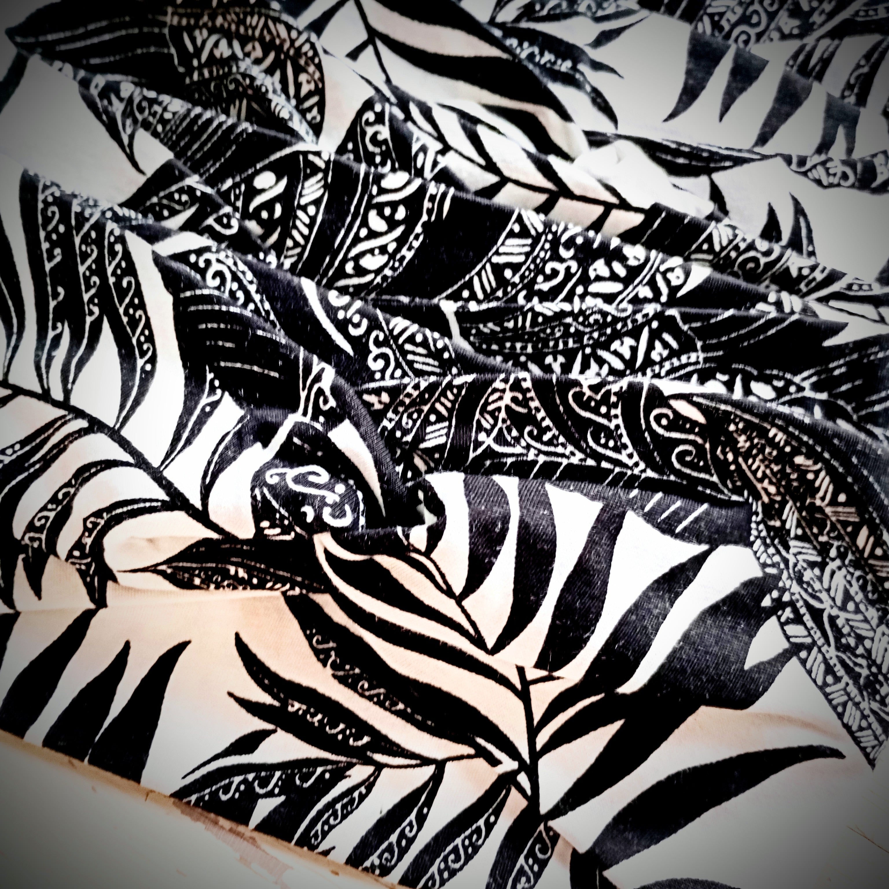 Haarband / Stirnband Schwarz-Weiß Palmen-Muster Baumwoll-Jersey