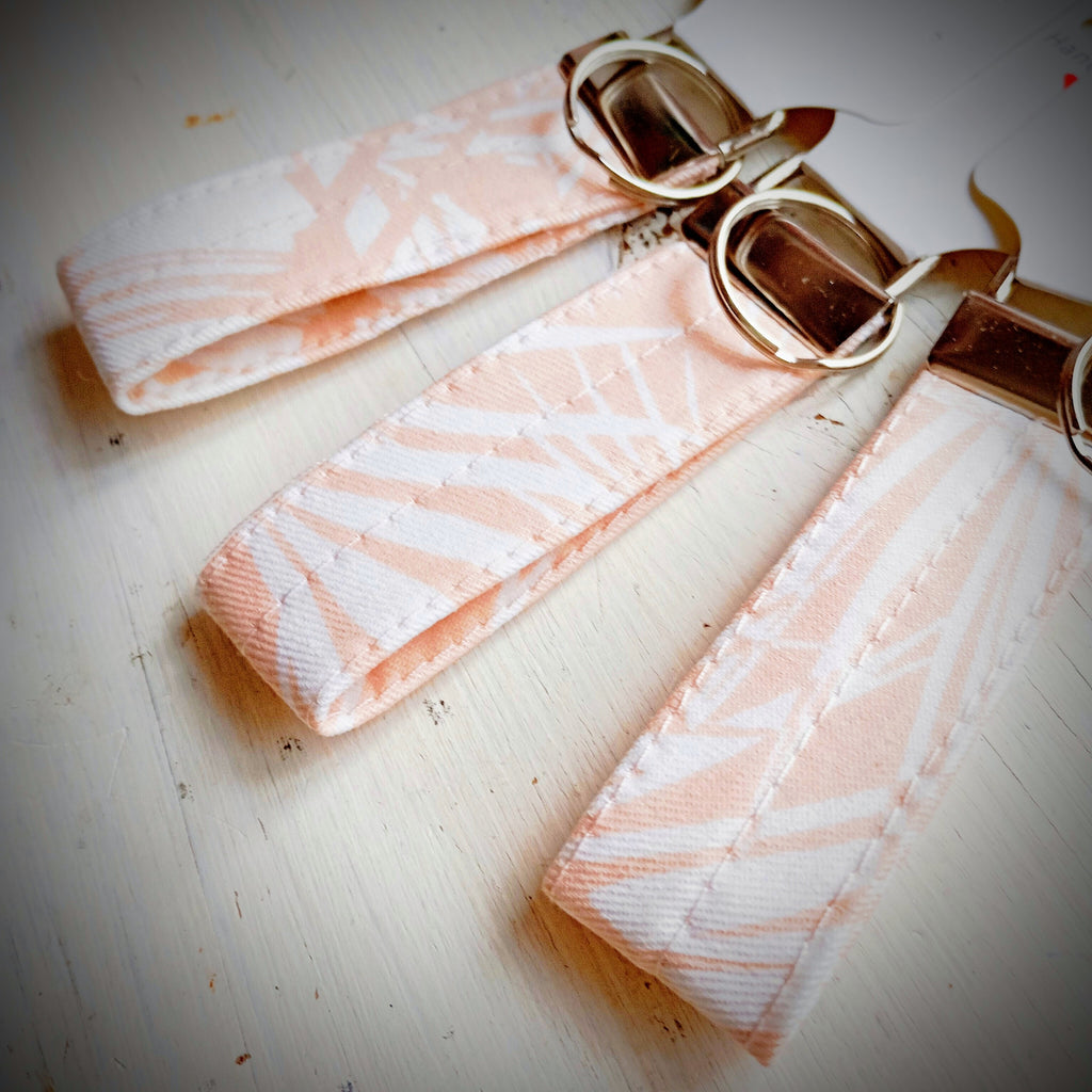 Schlüsselband Apricot-Weiß Palmblätter Baumwolle