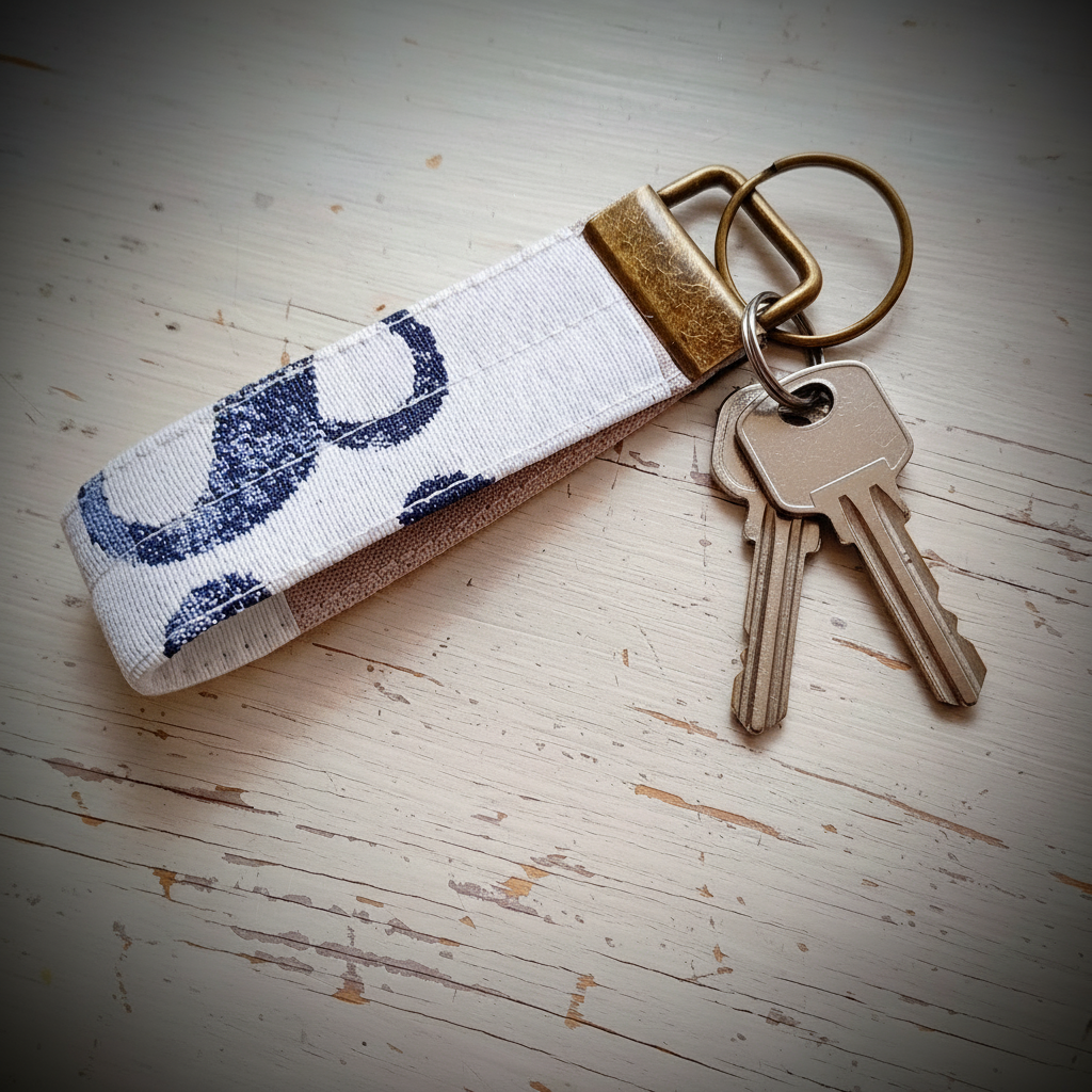 Schlüsselband Weiß-Blau-Beige Maritim