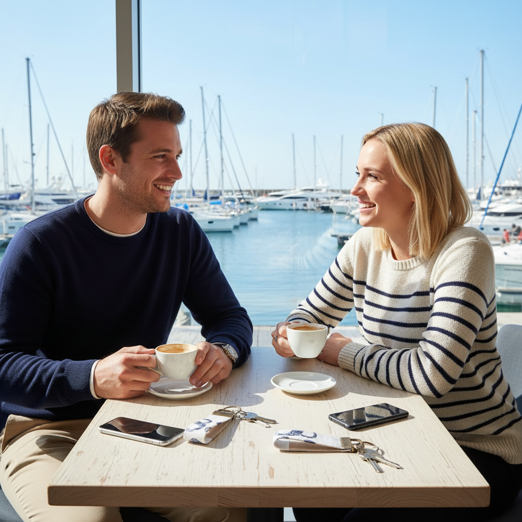 Schlüsselband Weiß-Blau-Beige Maritim