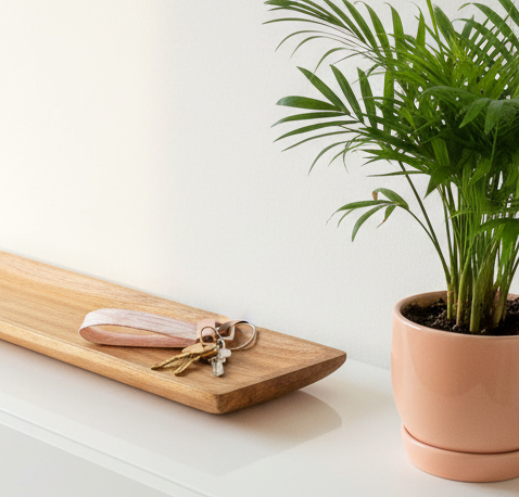 Schlüsselband Apricot-Weiß Palmblätter Baumwolle