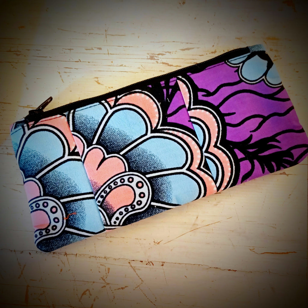 Kosmetik-Tasche Lila & Pastell Ankara-Fabric