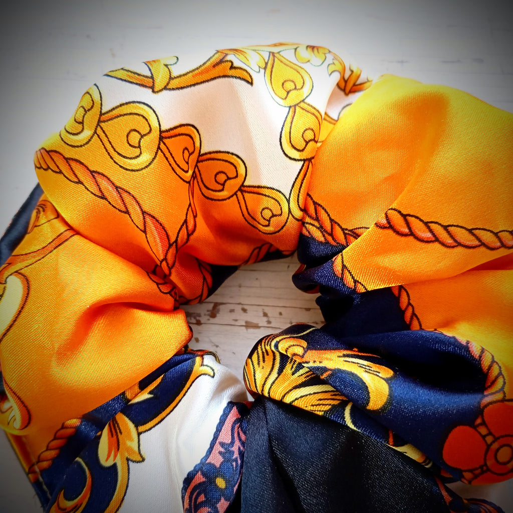 Scrunchie Orange-gemustert Satin edel