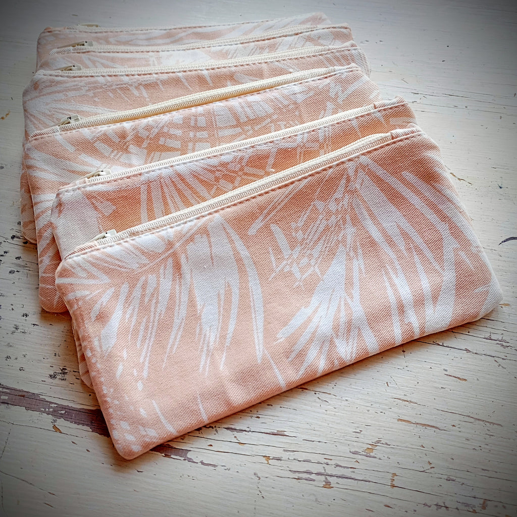 Kosmetik-Tasche apricot Palmblätter