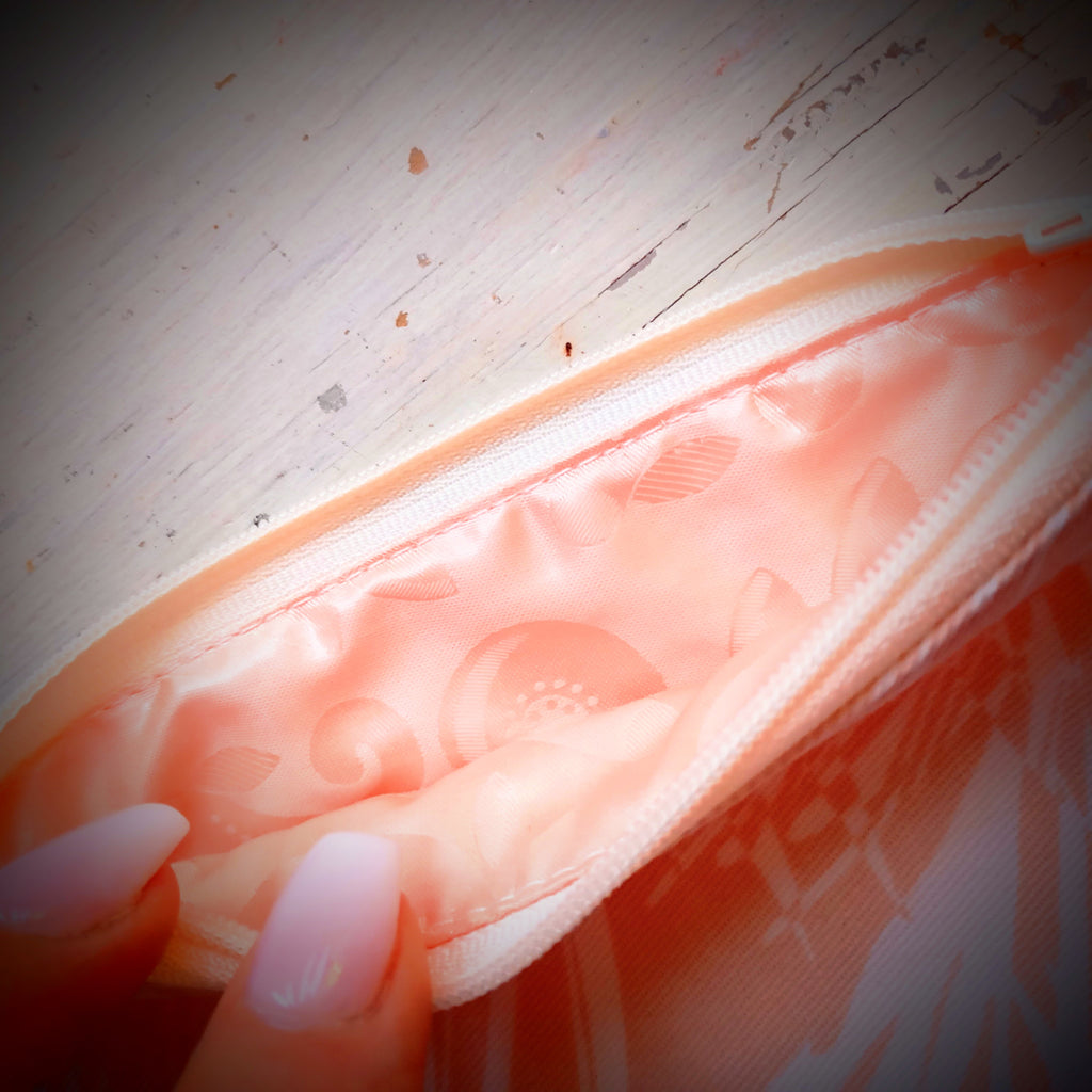 Kosmetik-Tasche apricot Palmblätter