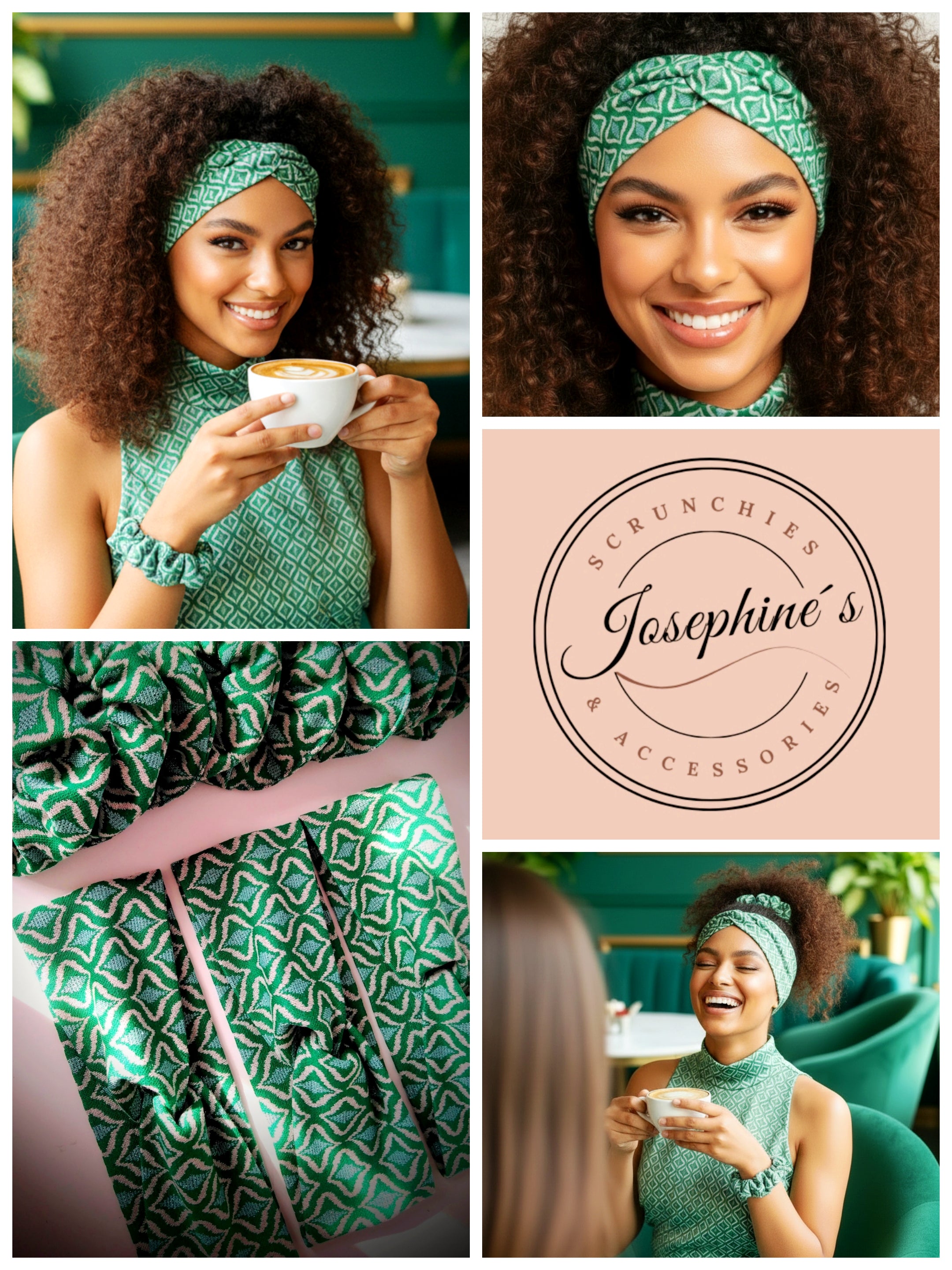 Haarband / Stirnband Türkis Grün Baumwolle Stretch