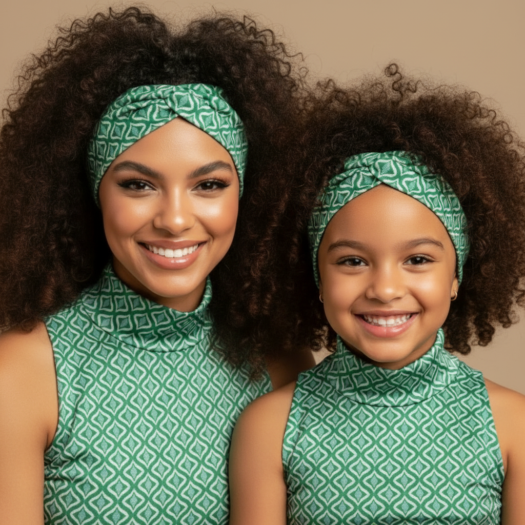 Haarband/ Stirnband Türkies Grün Baumwolle Stretch Größe S (für Kinder)