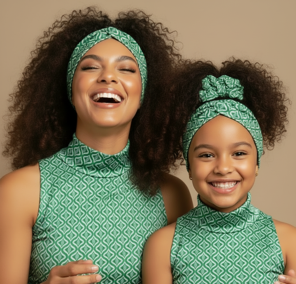 Haarband/ Stirnband Türkies Grün Baumwolle Stretch Größe S (für Kinder)