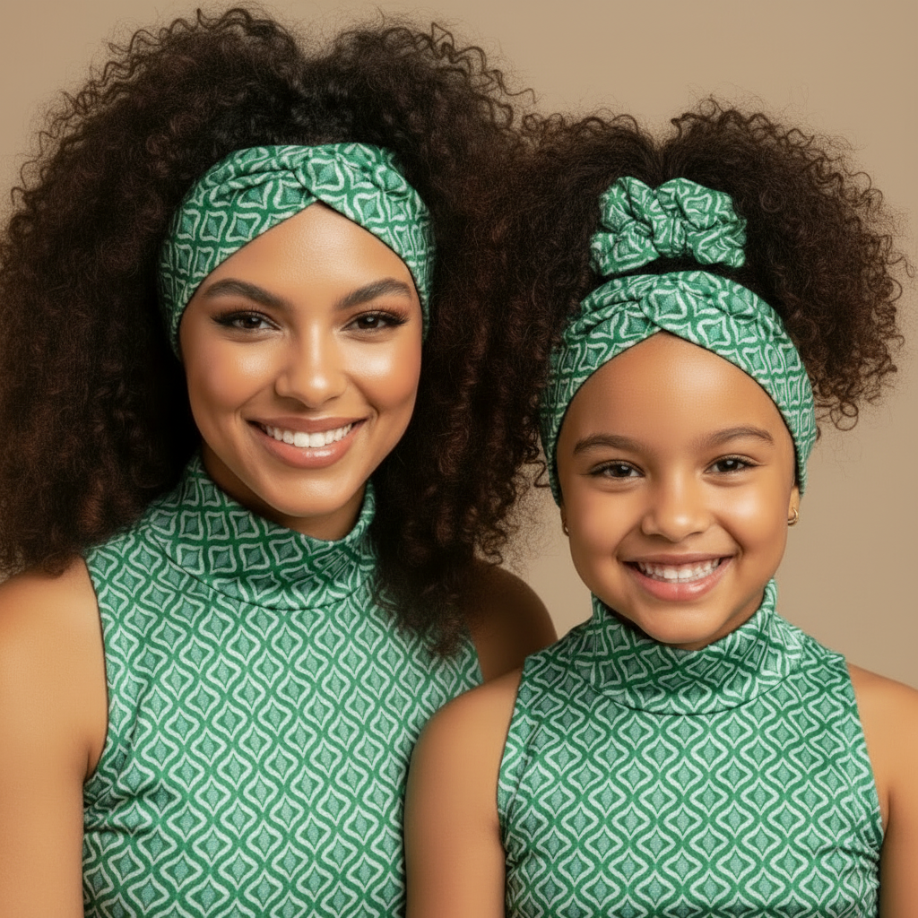 Haarband/ Stirnband Türkies Grün Baumwolle Stretch Größe S (für Kinder)