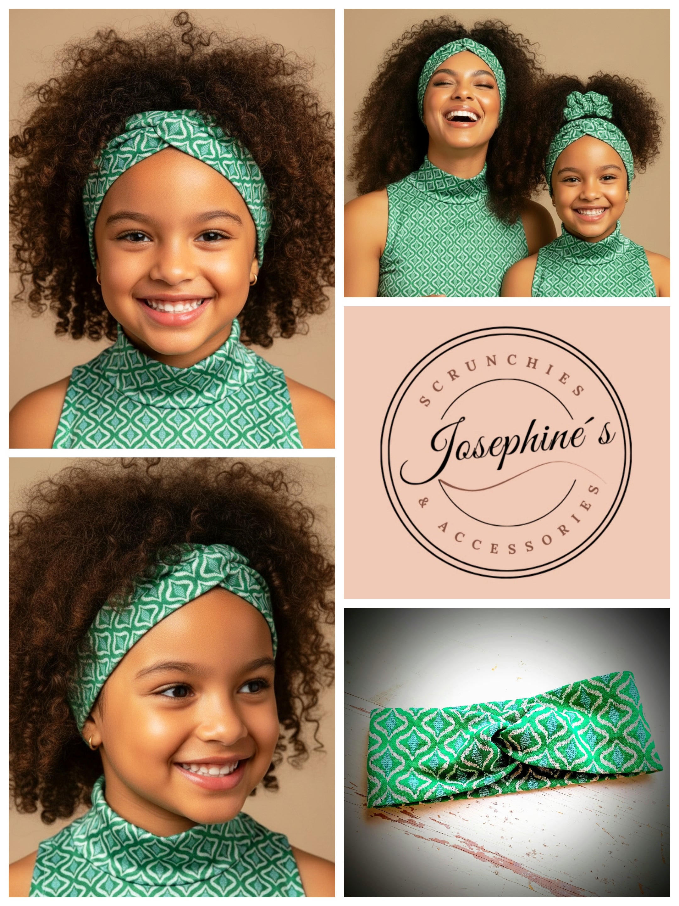 Haarband/ Stirnband Türkies Grün Baumwolle Stretch Größe S (für Kinder)