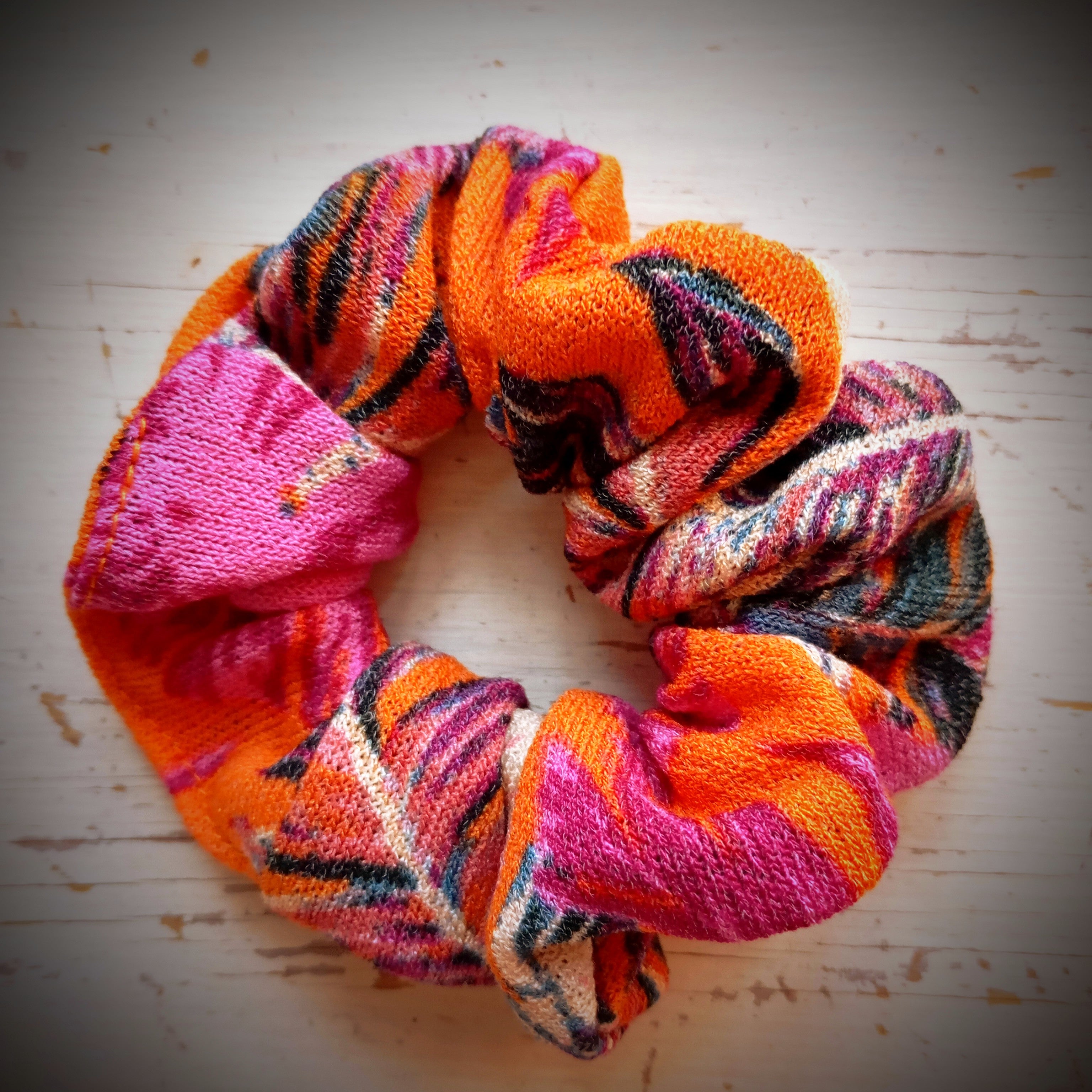 Scrunchie Orange-gemustert (Palmblätter)