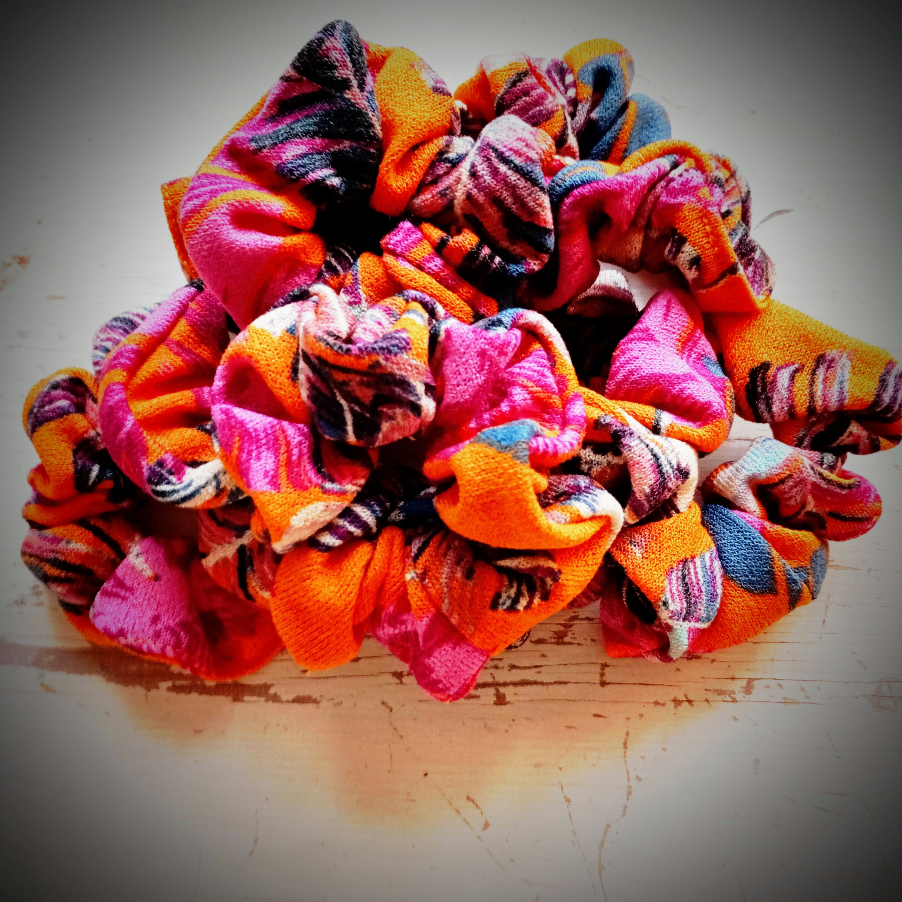 Scrunchie Orange-gemustert (Palmblätter)