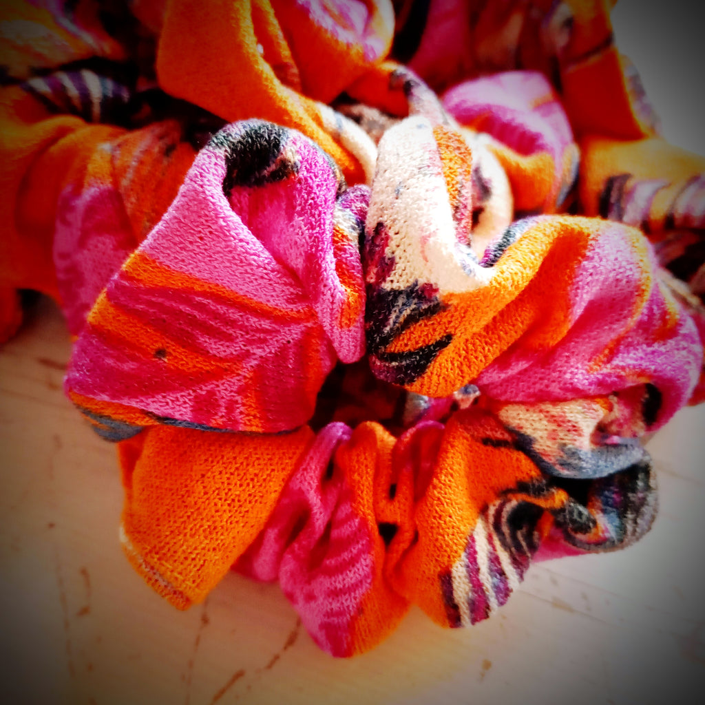 Scrunchie Orange-gemustert (Palmblätter)