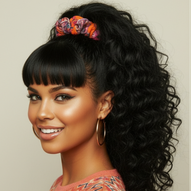 Scrunchie Orange-gemustert (Palmblätter)