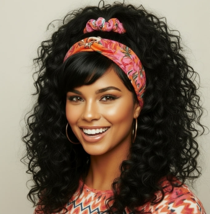 Haarband Orange-gemustert Palmblätter